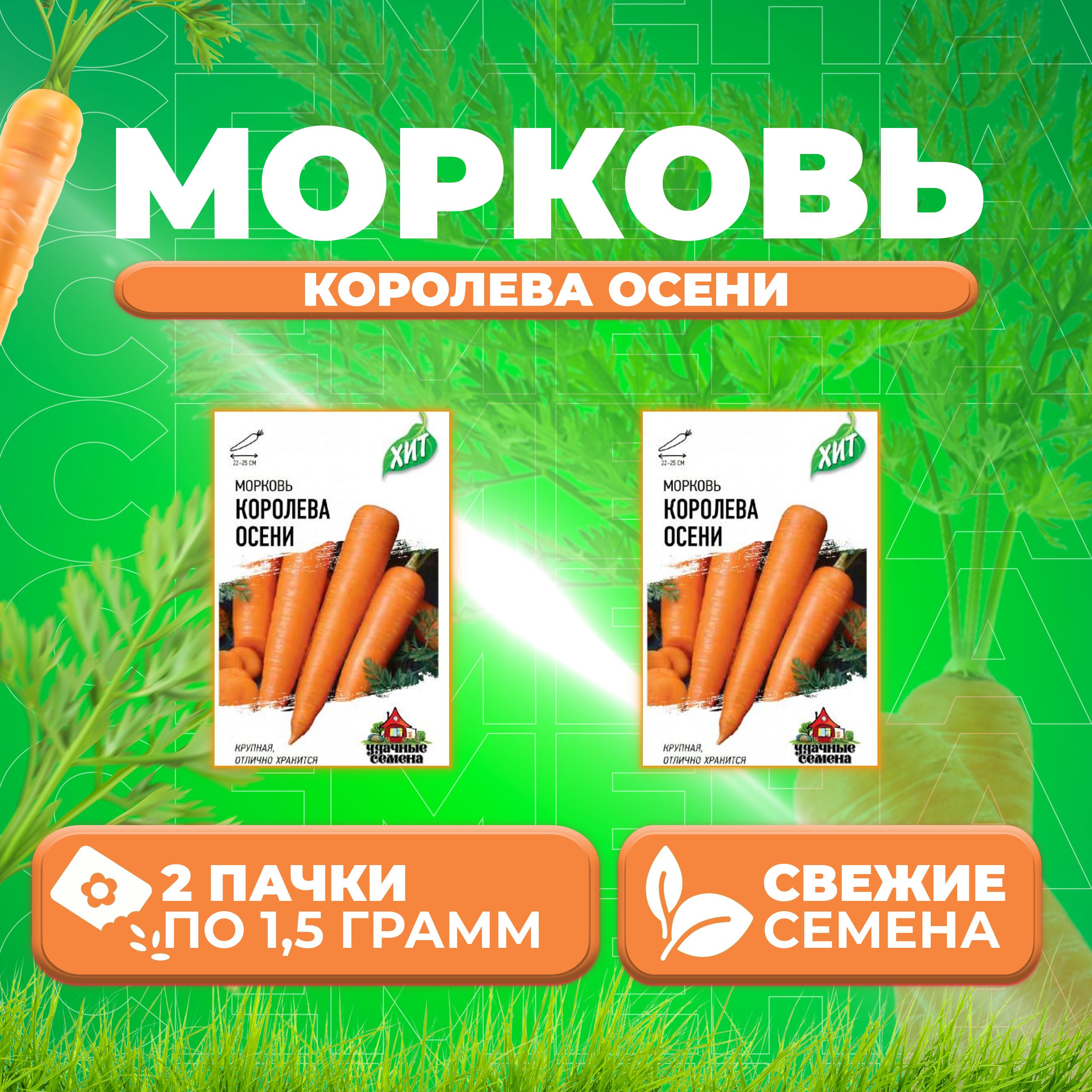 

Семена морковь Королева Осени Удачные семена 1071859170-2 2 уп.