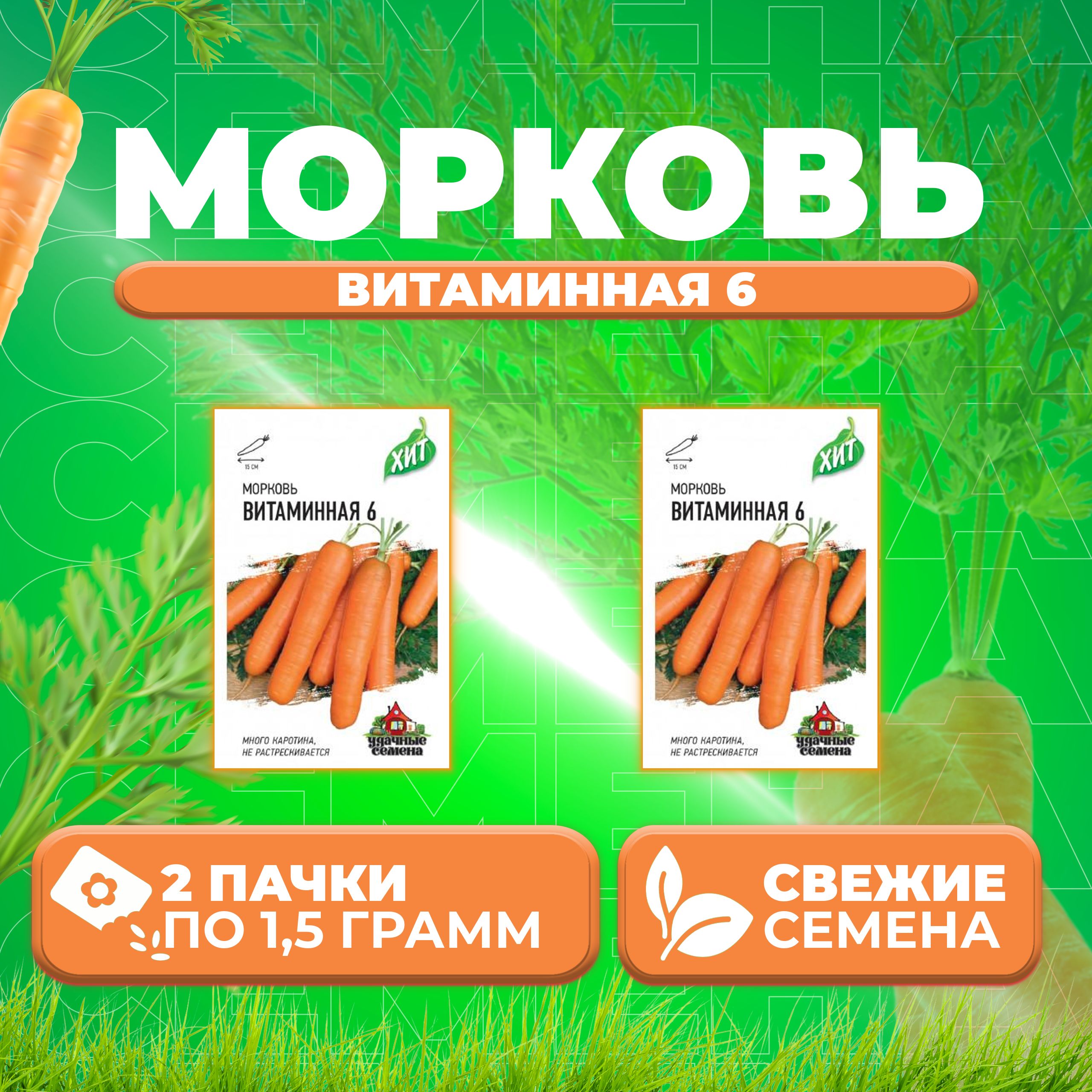 

Семена морковь Витаминная 6 Удачные семена 1071859166-2 2 уп.