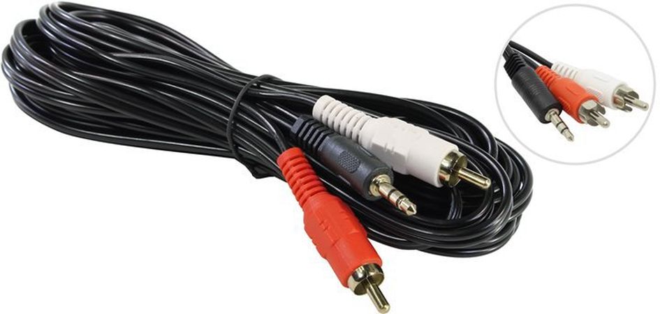 Кабель AUX 5bites 3.5 Jack/M - 2 RCA/M AC35J2R-050M 5m Black