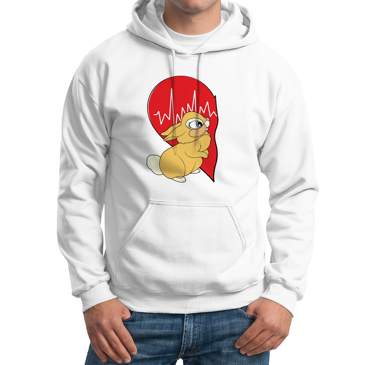 

Худи унисекс CoolPodarok Сердце зайка Ж есть пара белое 60 RU, Белый, M0113863