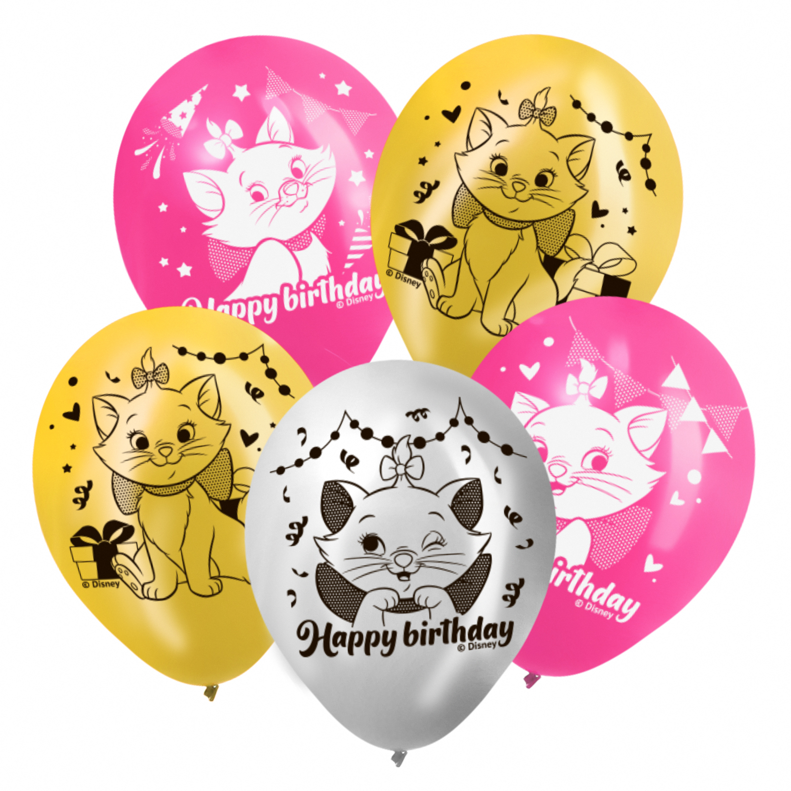 Воздушные шары Disney С Днем Рождения, 12 дюйм, латексный, 25 штук, Коты Аристократы салфетки бумажные патибум с днем рождения макаруны 24x24 см 12 штук в уп 1134217