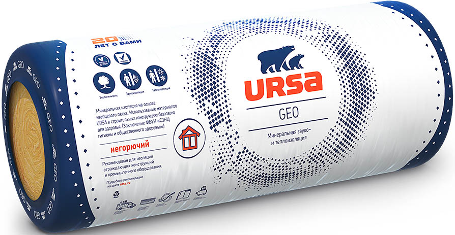 URSA Geo M-11/50Ф минеральная вата для бань фольгированная 12500х1200х50мм 15м2=0,75м3