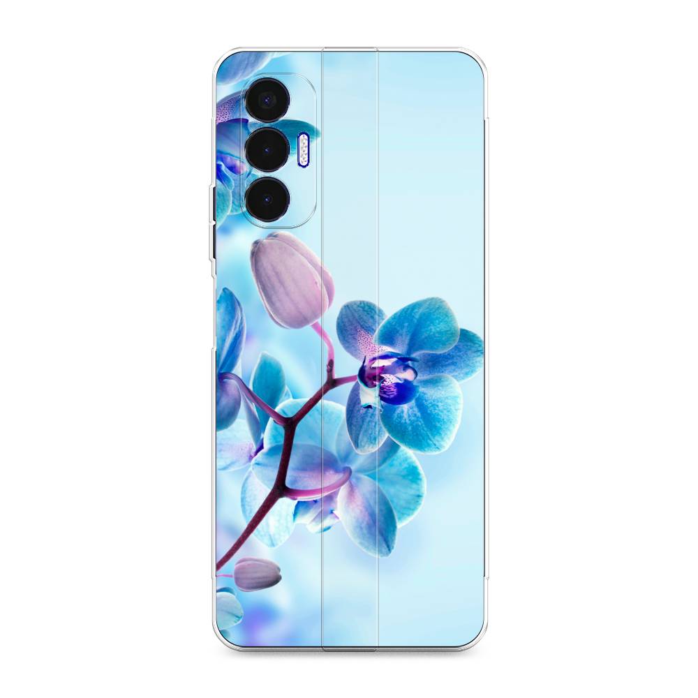 фото Силиконовый чехол "голубая орхидея" на tecno pova 3 awog
