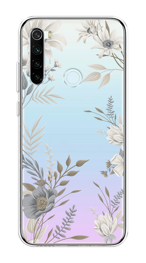 

Чехол на Xiaomi Redmi Note 8T "Цветы сепия", Серый;прозрачный;зеленый;белый, 37450-1