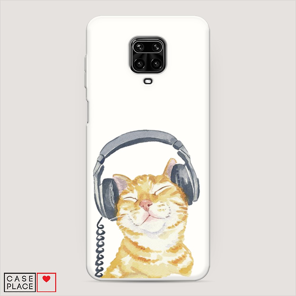 

Матовый силиконовый чехол "Кот меломан" на Xiaomi Redmi Note 9S, Кот меломан