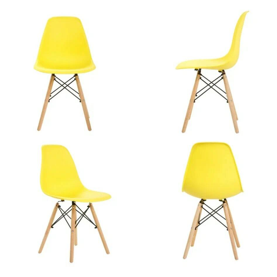 

Комплект стульев 4 шт. LEON GROUP для кухни в стиле EAMES DSW, желтый, LEON Premium в стиле EAMES DSW