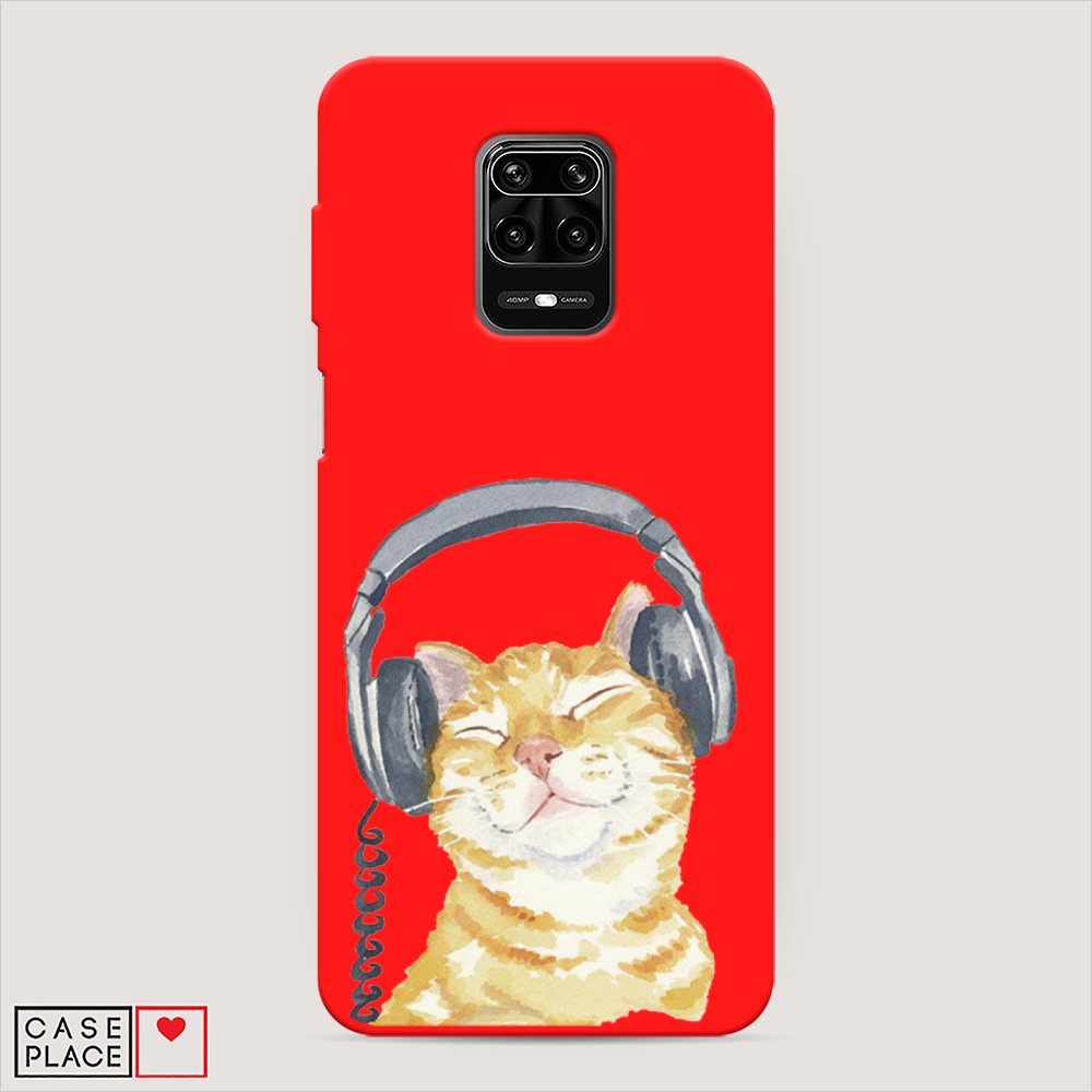 

Матовый силиконовый чехол "Кот меломан" на Xiaomi Redmi Note 9S, Кот меломан