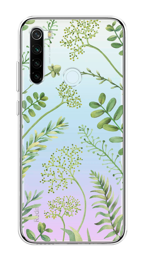 

Чехол на Xiaomi Redmi Note 8T "Green Leaves", Зеленый;прозрачный, 37450-1