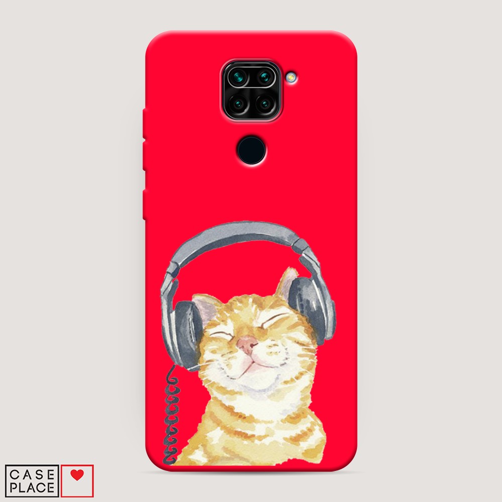 

Матовый силиконовый чехол "Кот меломан" на Xiaomi Redmi Note 9, Кот меломан