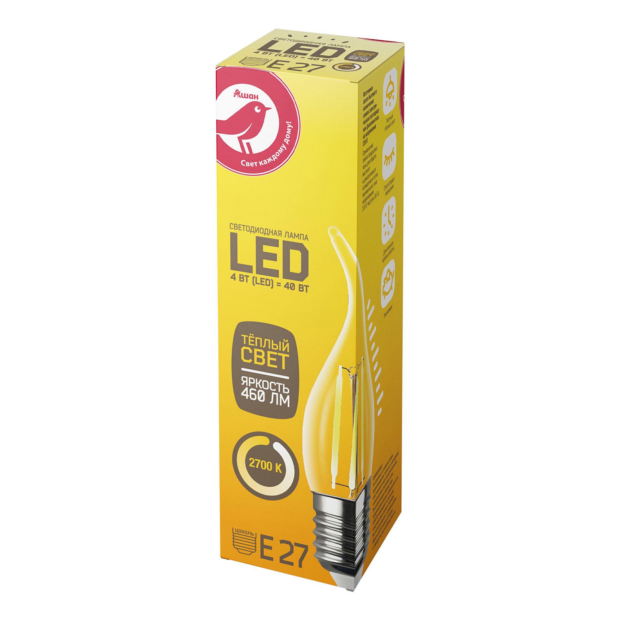 LED-Лампа АШАН Красная птица E27 4-40W 154₽