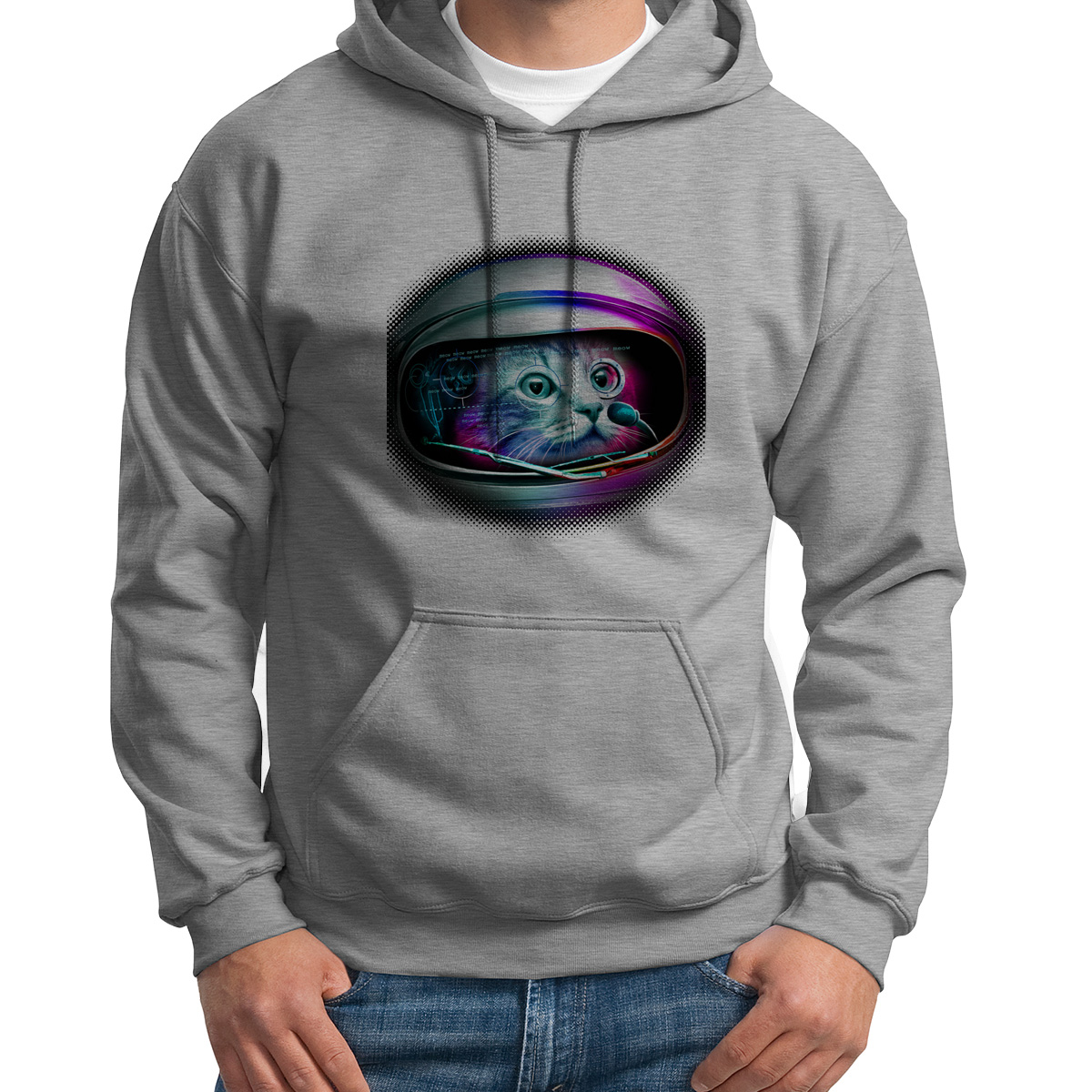 

Худи унисекс CoolPodarok Кот скафандр формулы серое 50 RU, 0S015754