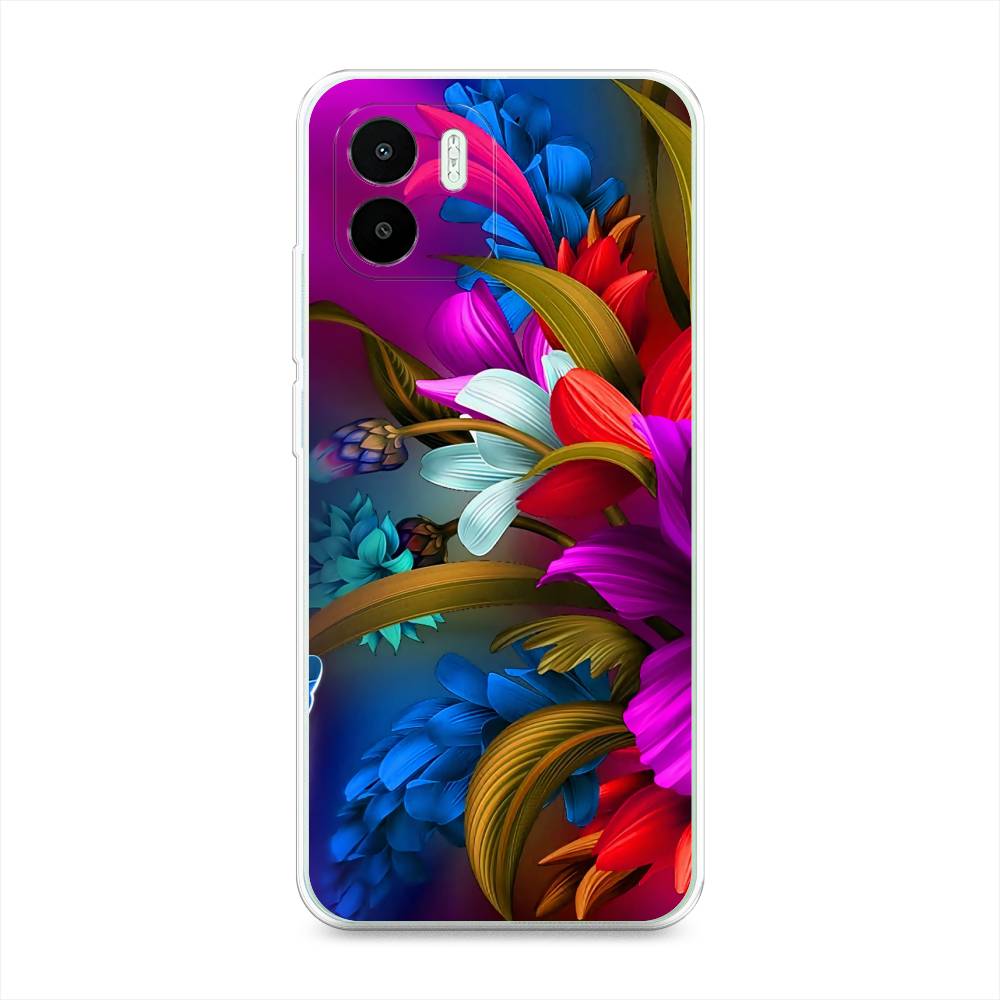 

Чехол на Xiaomi Redmi A1 "Фантастические цветы", Фиолетовый;красный;синий, 316350-2