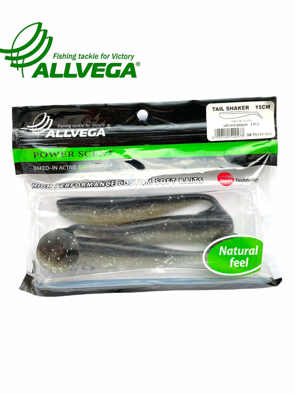 

Приманка съедобная ALLVEGA Tail Shaker 15см 22г (3шт.) цвет salt and pepper, Tail Shaker