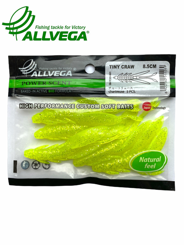 

Приманка съедобная ALLVEGA Tiny Craw 8,5см 4,6г (5шт.) цвет chartreuse, Tiny Craw
