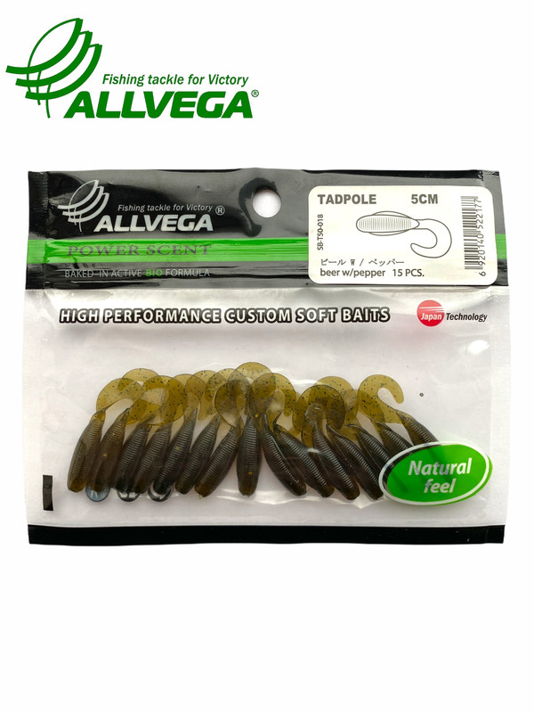 

Приманка съедобная ALLVEGA Tadpole 5см 0,56г (15шт.) цвет beer w/pepper, Tadpole