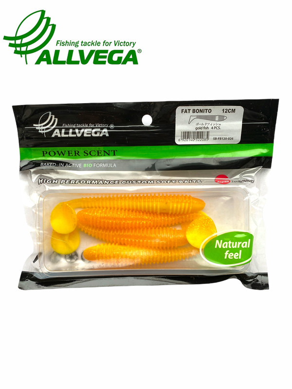 Приманка съедобная ALLVEGA Fat Bonito 12см 13г (4шт.) цвет gold fish