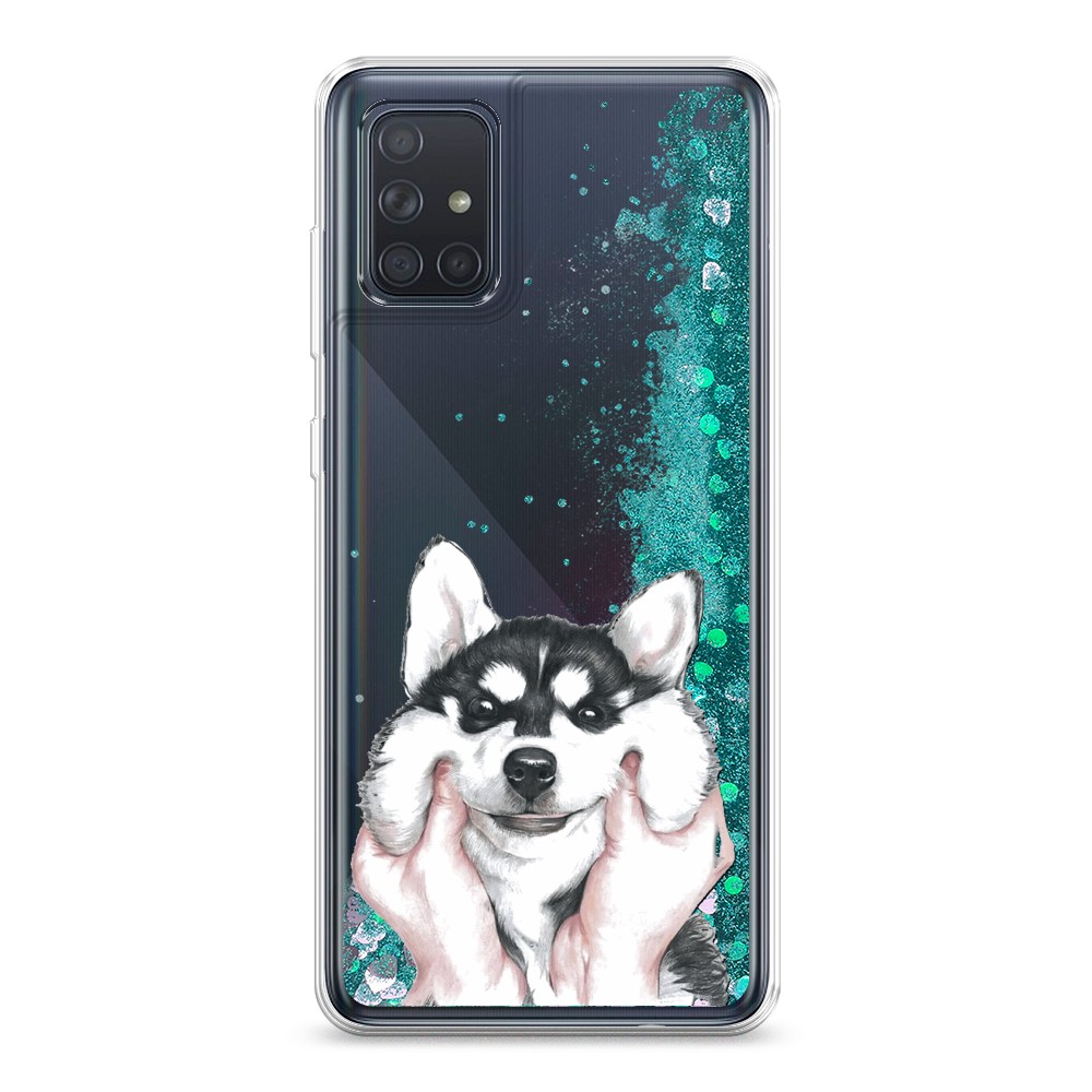 

Жидкий чехол с блестками "Щечки хаски" на Samsung Galaxy A71, 29095-1