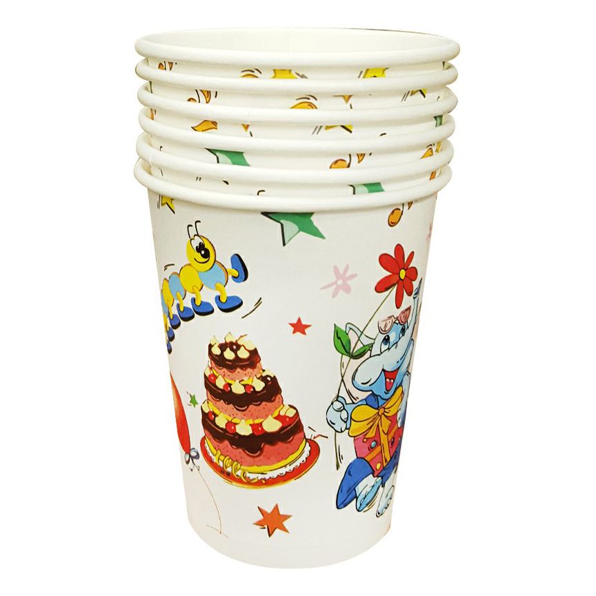 

Стаканы одноразовые Веселье бумажные 200 мл 6 шт, Разноцветный