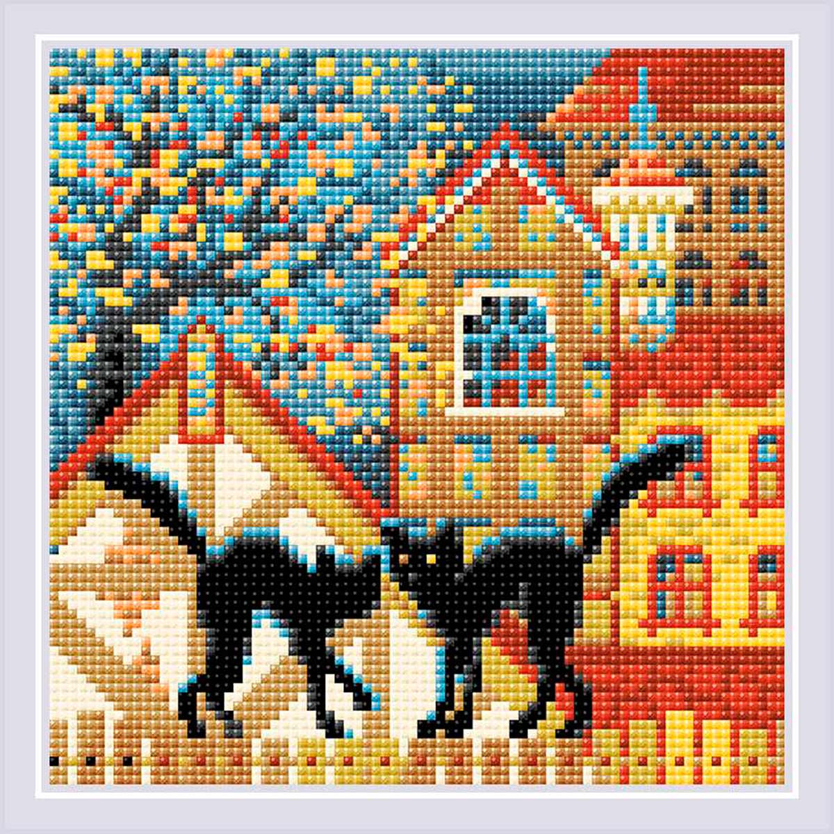 Алмазная мозаика Riolis Город и кошки Осень AM0049