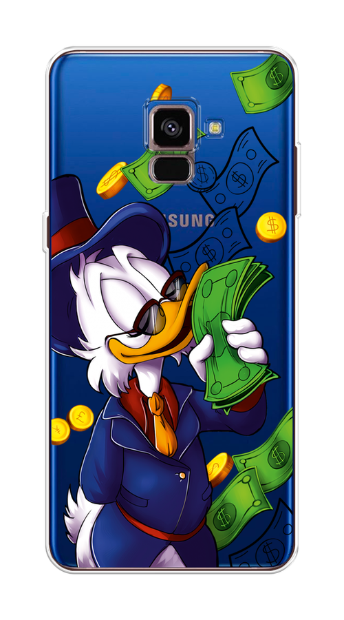 

Чехол на Samsung Galaxy A8 2018 "Scrooge McDuck with Money", Синий;зеленый;белый, 25450-6