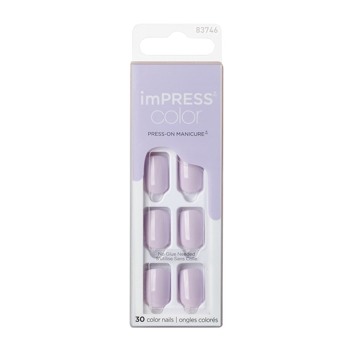 

Твердый лак для ногтей Kiss Impress Manicure однотонный, нежно-лиловый, длина короткая