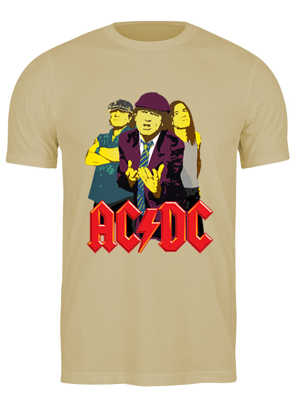 

Футболка мужская Printio Мужская ac dc бежевая M, Мужская ac dc