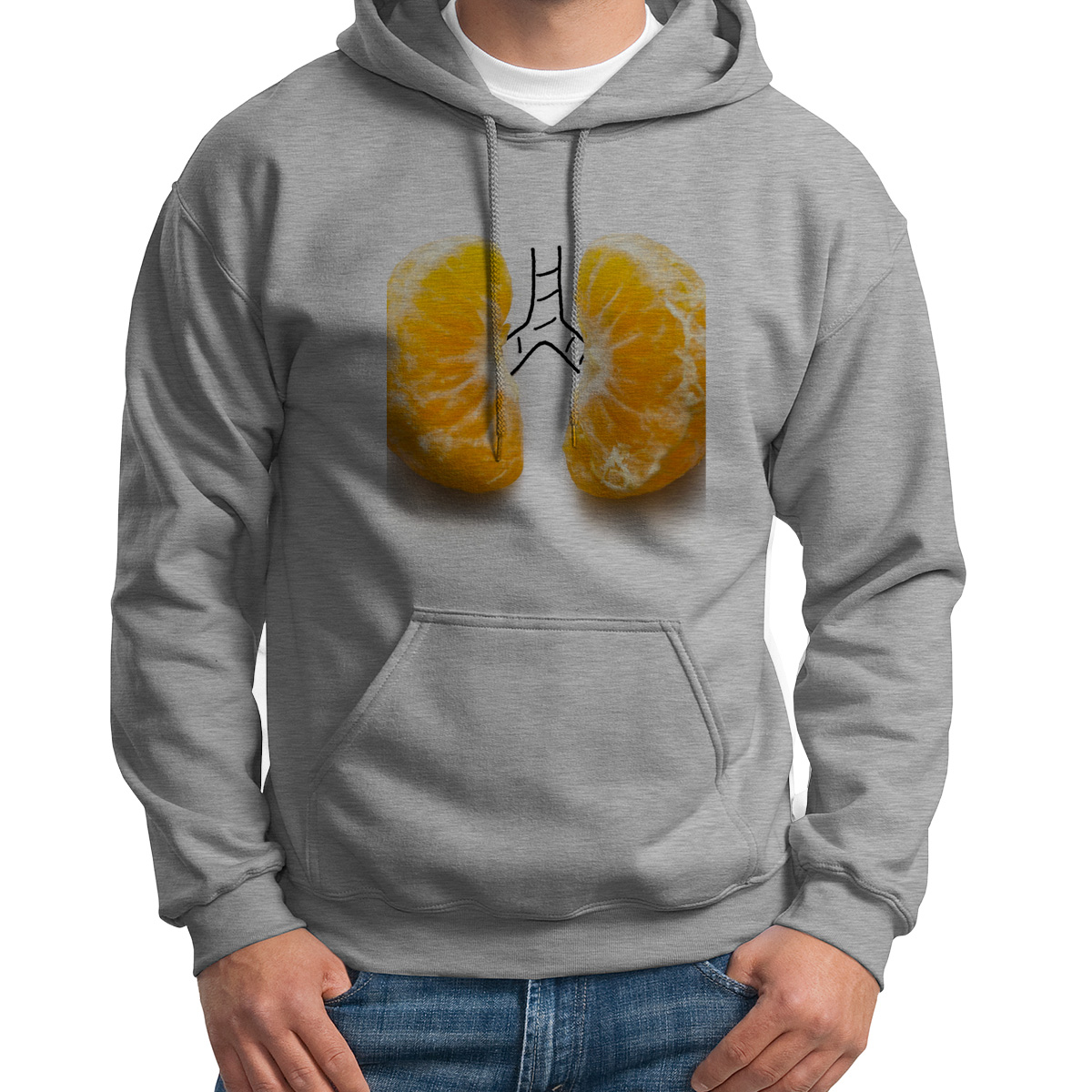 

Худи унисекс CoolPodarok Легкие из мандаринок серое 50 RU, 0S015720