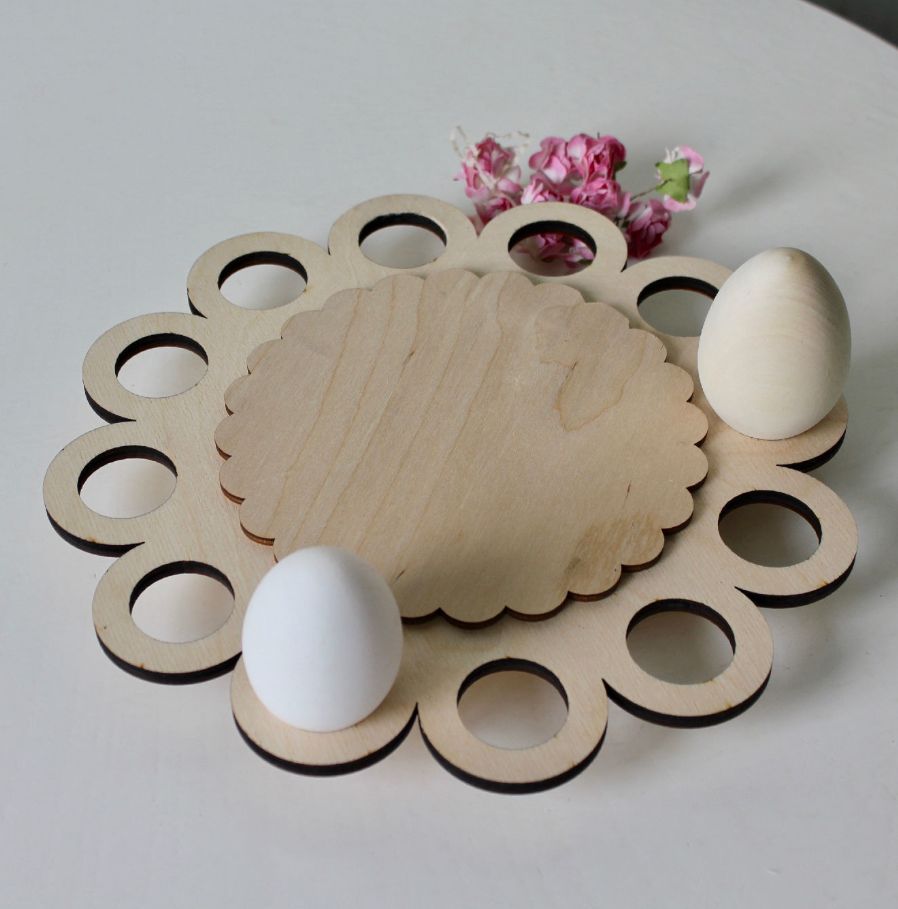 Подставка для кулича и пасxальныx яиц деревянная