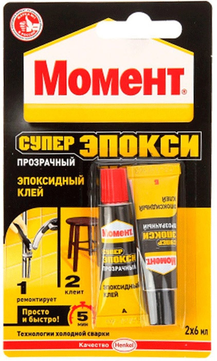 

Клей Момент Супер Эпокси 2х6мл двухкомпонентный эпоксидный, Прозрачный