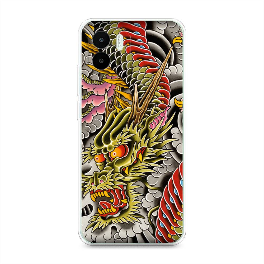 

Чехол на Xiaomi Redmi A1 "Японский дракон", Желтый;розовый;красный, 316350-4