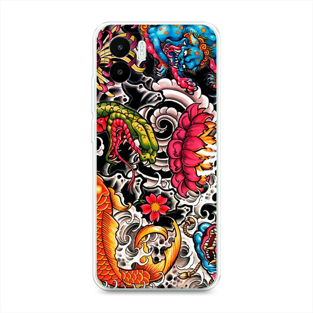 

Чехол на Xiaomi Redmi A1 "Японское искусство", Красный;оранжевый;голубой, 316350-4