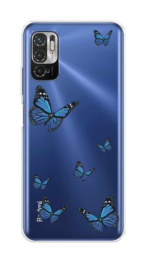 

Чехол на Xiaomi Redmi Note 10T/10 5G/Poco M3 Pro "Blue butterflies", Синий;черный, 310850-1