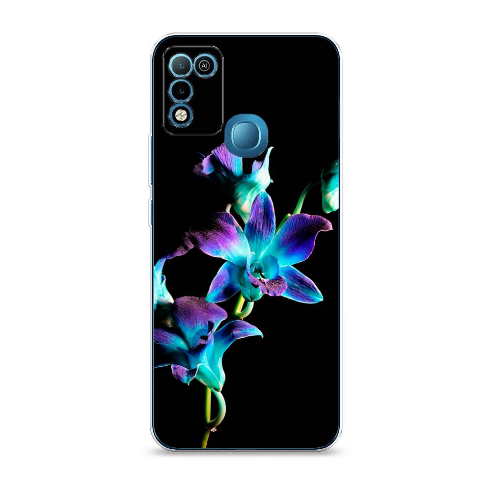 фото Чехол awog "синий цветок на черном" для infinix hot 10 play