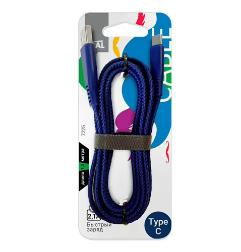 фото Кабель gal 7225 usb-type-c, 1м blue