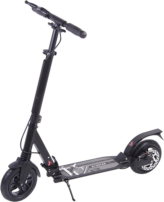 Самокат 2-х колесный (колесо 200мм) до 100кг алюминий ручной дисковый тормоз надувные коле