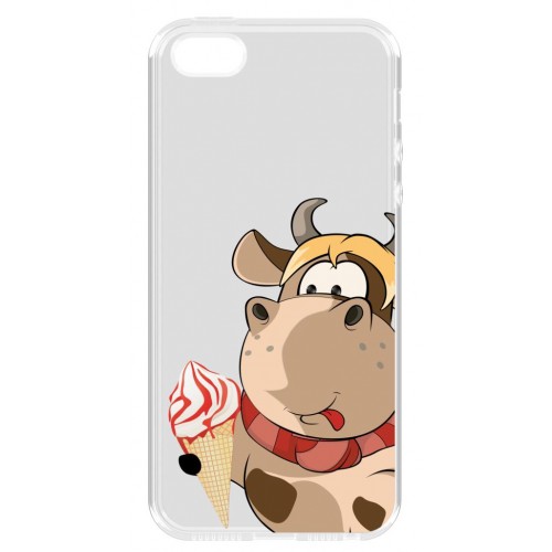 фото Чехол nn accessories для iphone 5/5s/se бык в шарфике прозрачный