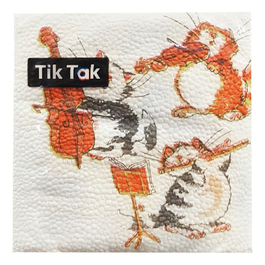

Салфетки бумажные Tik tak Кошачий оркестр 24 x 24 см 20 шт, Разноцветный