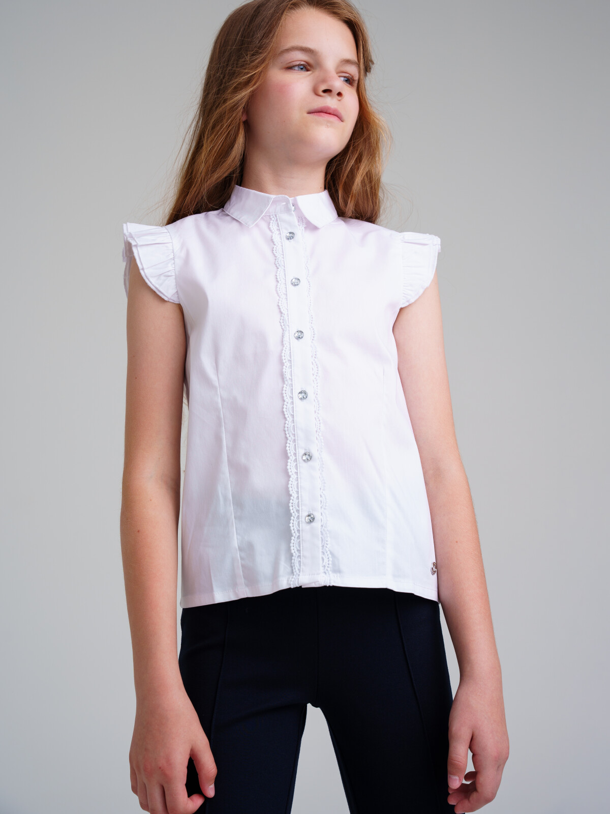 Блузка текстильная для девочек PlayToday, белый, 140