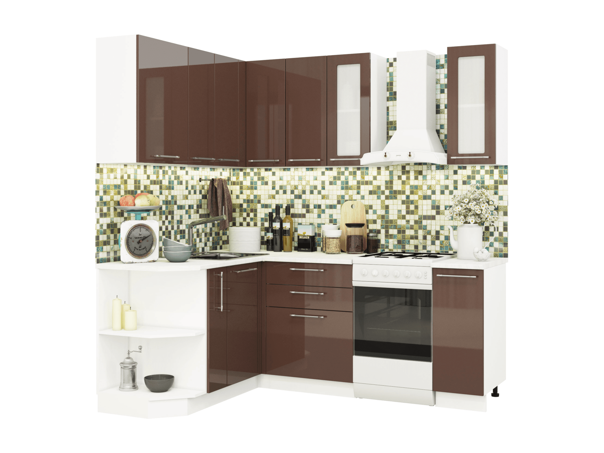 

Кухня Олива 1,5х2,0 м Глянец Горький шоколад