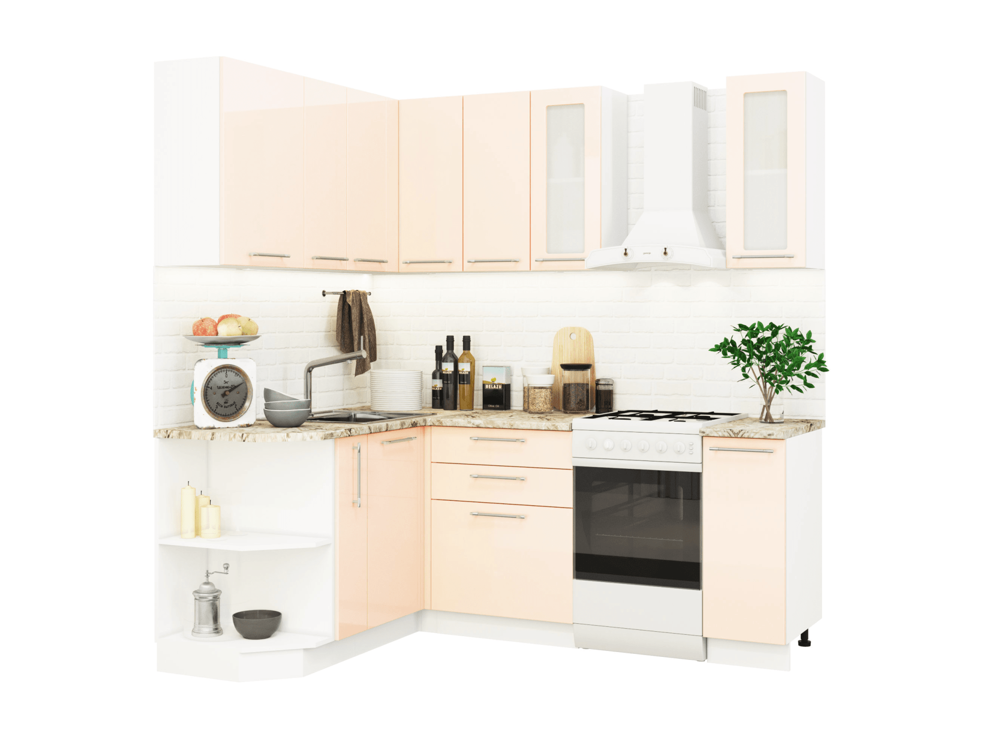 

Кухня Олива 1,5х2,0 м Глянец Ваниль