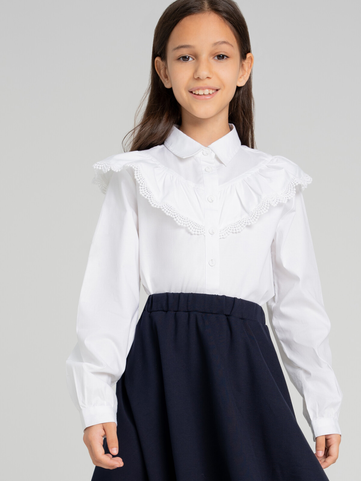 Блузка текстильная для девочек PlayToday, белый, 122