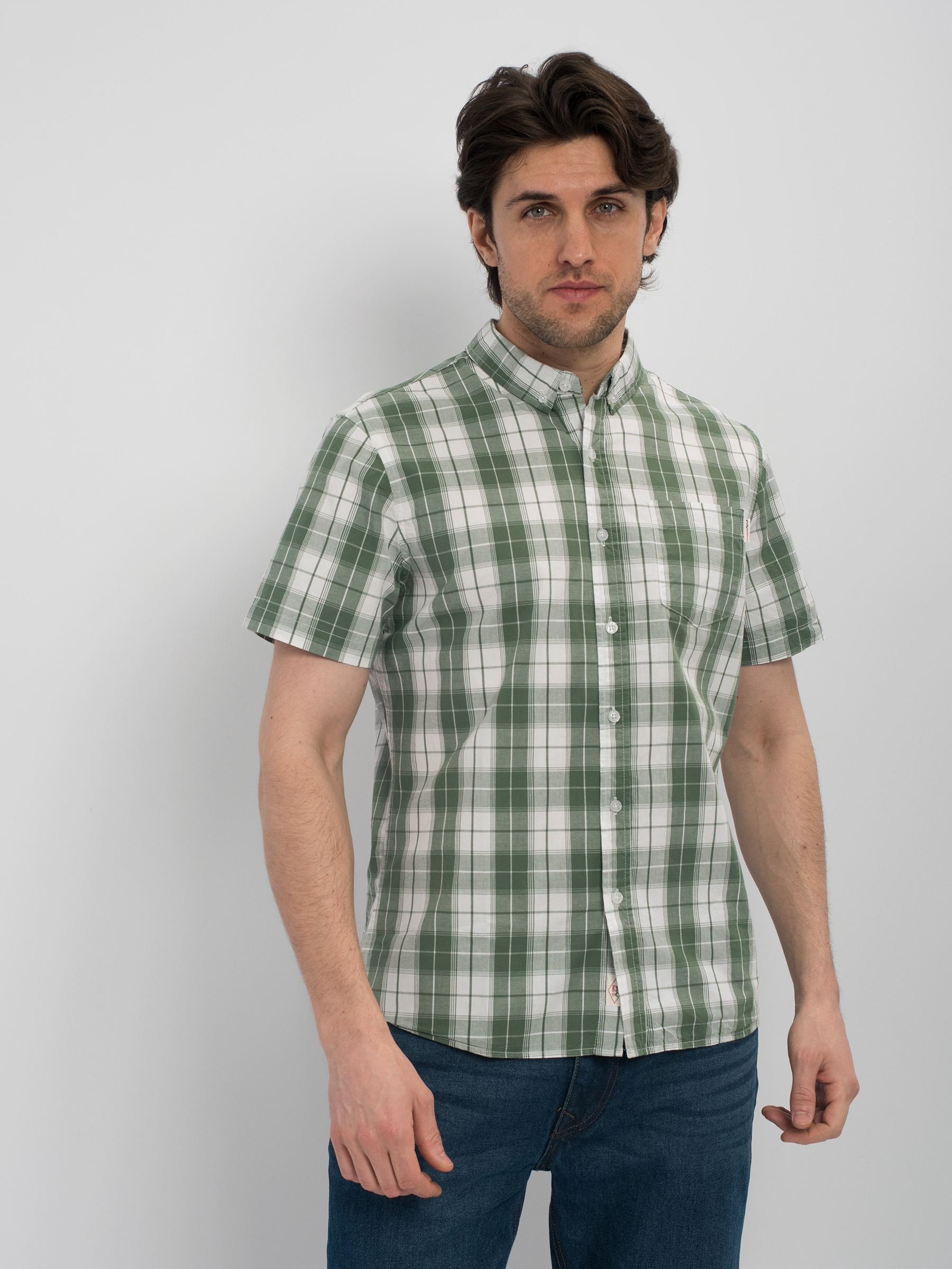 фото Рубашка мужская lee cooper short sleeve check зеленая l