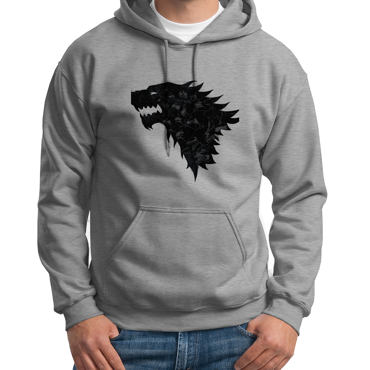 

Худи унисекс CoolPodarok Силуэт собаки серое 50 RU, Серый, 0S015631