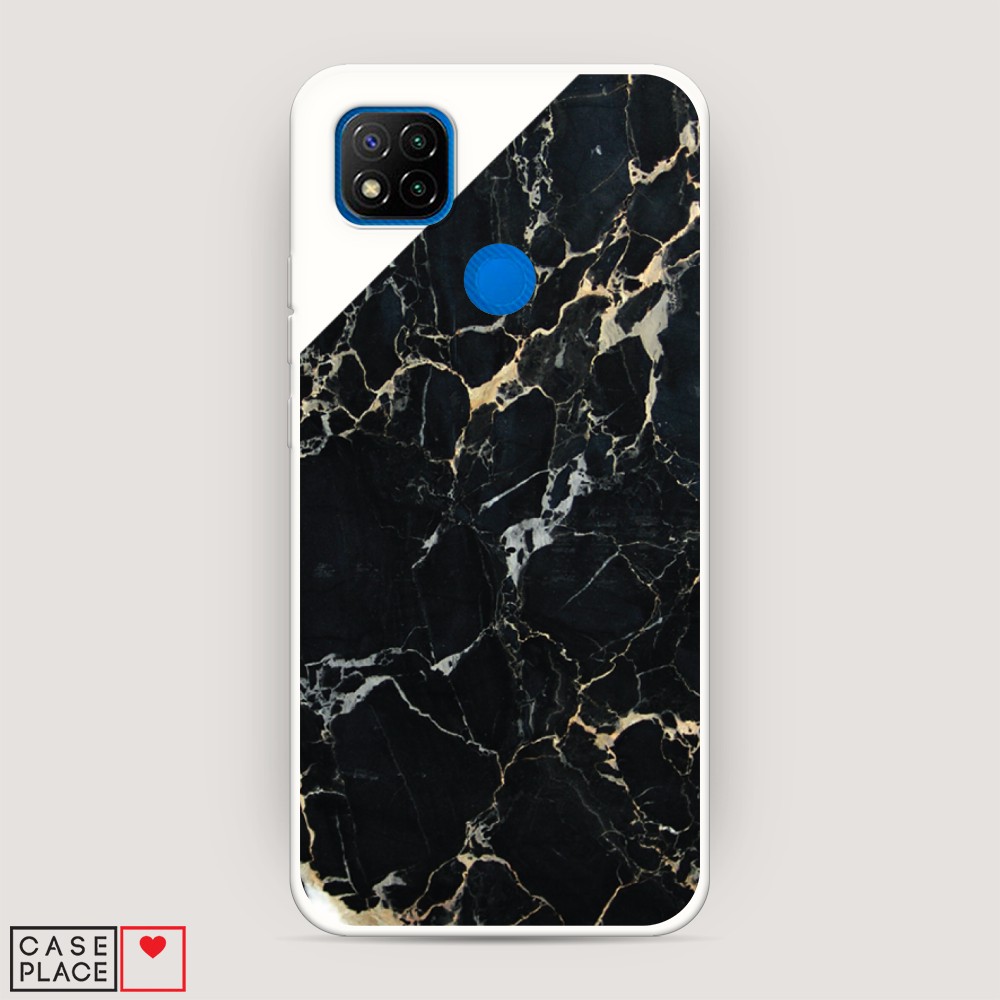 

Матовый силиконовый чехол "Черный мрамор уголок" на Xiaomi Redmi 9C, 39057-1