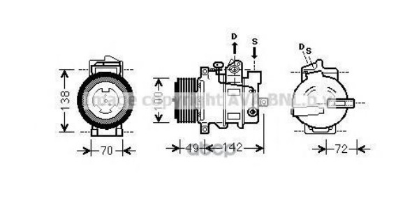 Компрессор Кондиционера Mb W203 00- Ava арт. MSAK566