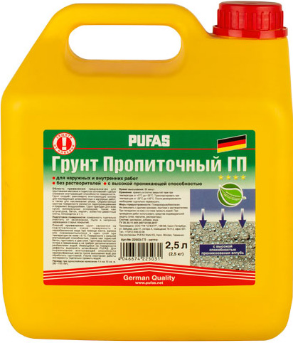 

PUFAS ГП грунт пропиточный глубокого проникновения 2,5л, Прозрачный