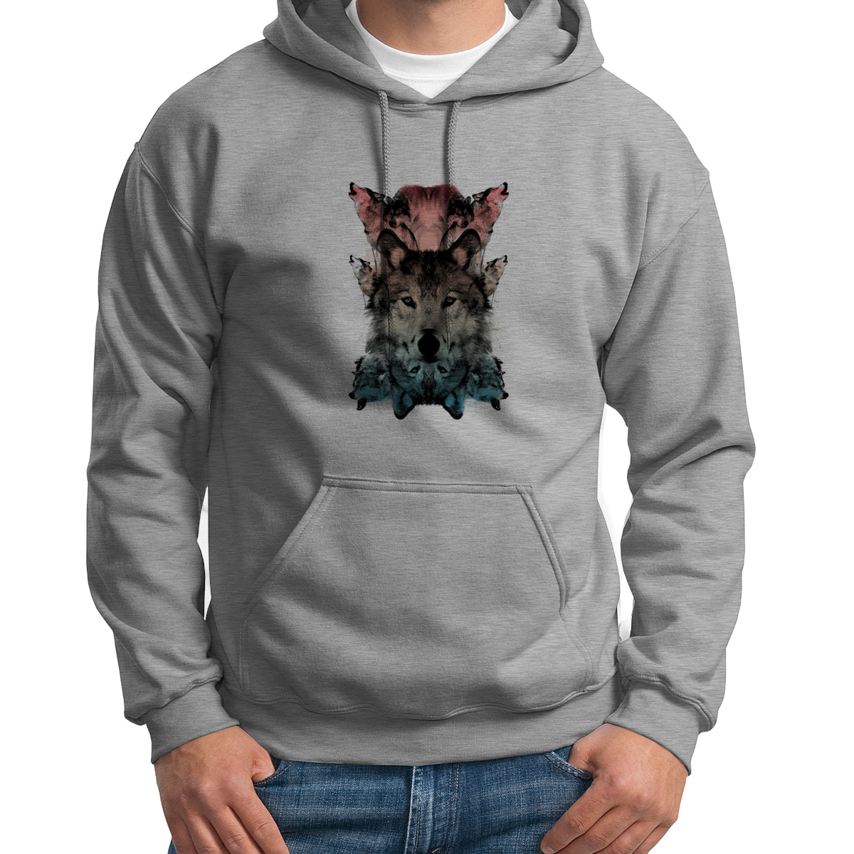 

Худи унисекс CoolPodarok Графика Волки серое 50 RU, 0S015573