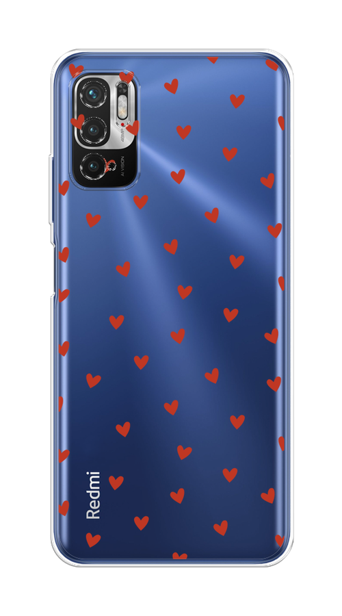 

Чехол на Xiaomi Redmi Note 10T/10 5G/Poco M3 Pro "Red hearts", Красный;прозрачный, 310850-1
