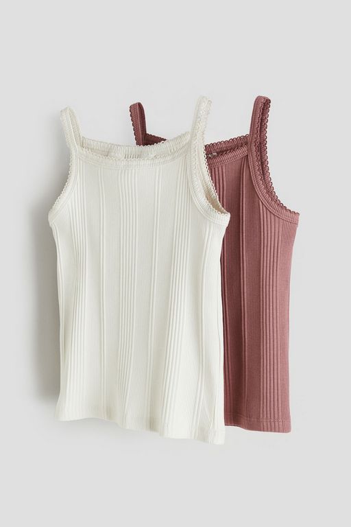 

Майка детская H&M 1209506, Матовый розовый, белый, 98, 1209506