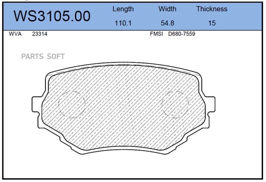 

Тормозные колодки JEENICE передние дисковые WS310500